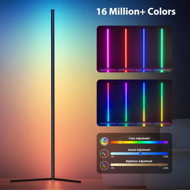 Modern RGB Arc Floor Lamp with Music Sync for Bedroom and Living Room - Image 2