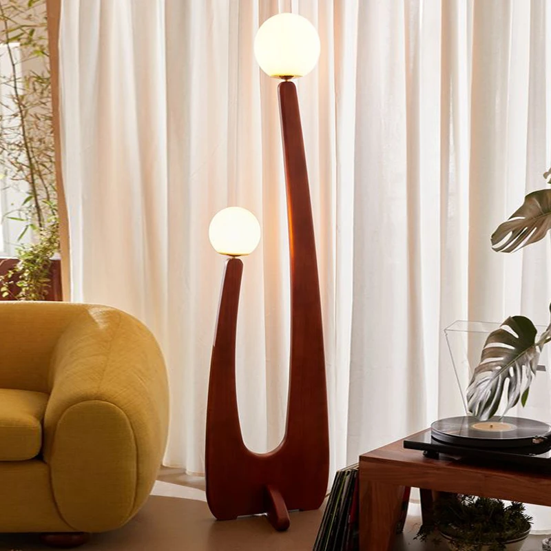 Minimalist walnut arc floor lamp with LED lighting for elegant home decor