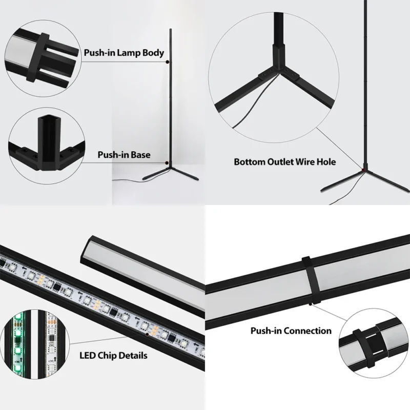 Modern RGB Corner Arc Floor Lamp with Smart App Control for Living Room - Image 5