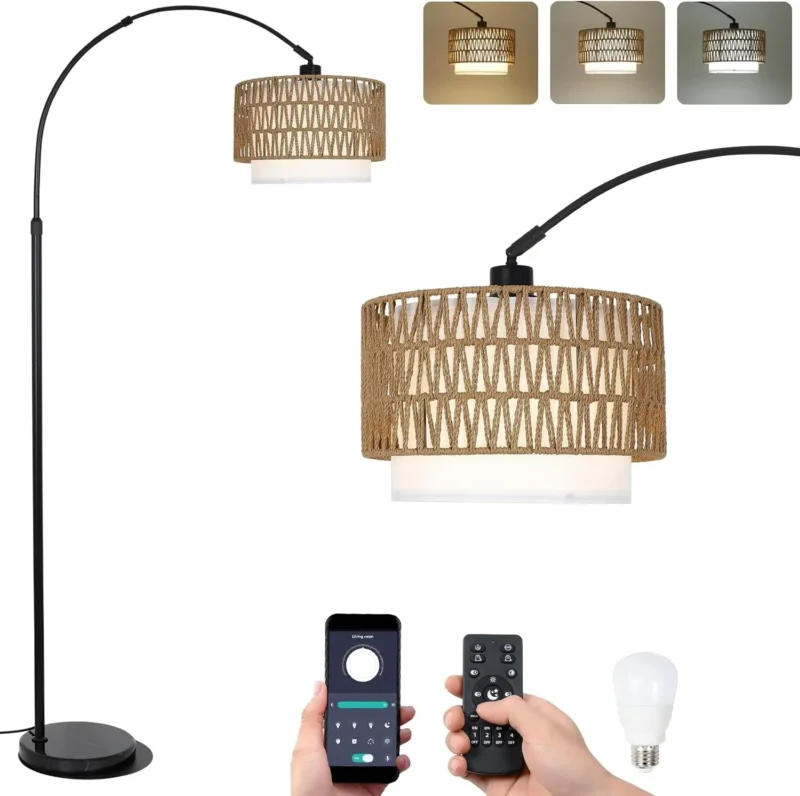 Modern Black Arc Floor Lamp with 3-Color Temperature Control for Living Room - Image 11