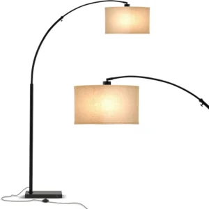 Modern Black Adjustable Arc Floor Lamp with Dimmable LED for Living Room & Office