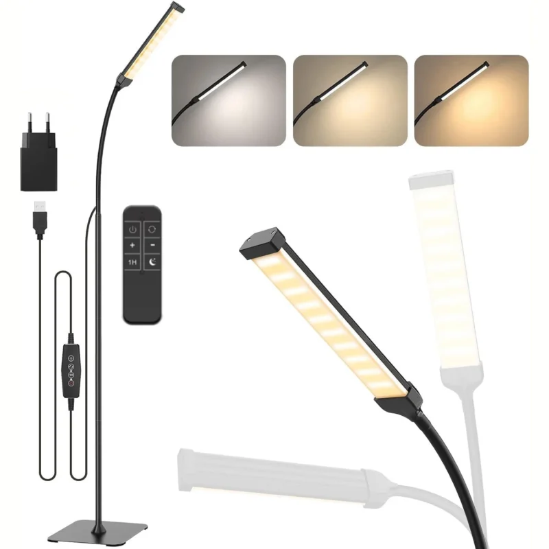 Modern Dimmable LED Gooseneck Floor Lamp with Remote Control for Living Room - Image 7