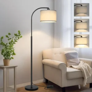 Modern Black Adjustable Arc Floor Lamp with Dimmable Feature for Living Room