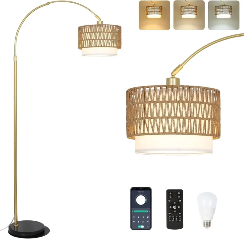 Modern Black Arc Floor Lamp with 3-Color Temperature Control for Living Room - Image 10