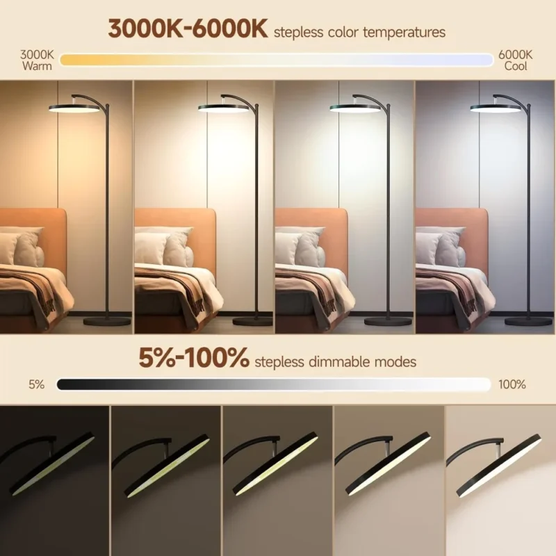 Modern Dimmable LED Arc Floor Lamp with Remote Control for Living Room - Image 2