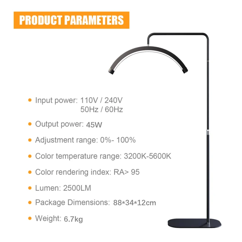 Professional Half-Moon Adjustable Arc LED Floor Lamp with Bi-Color Lighting for Makeup Artists - Image 11