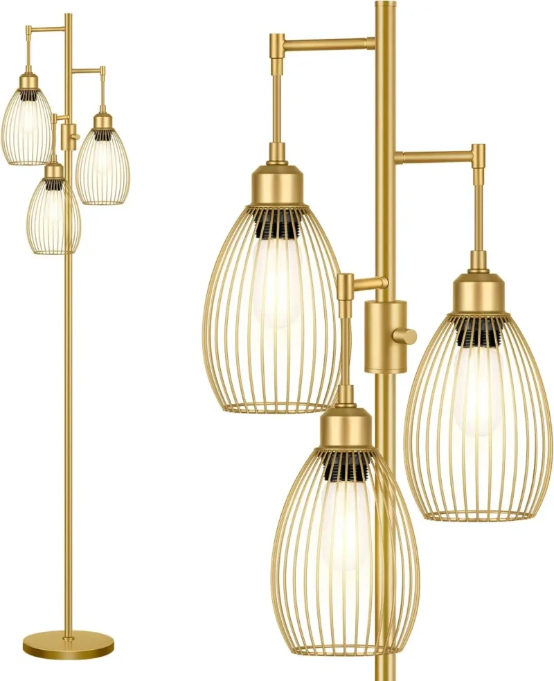 Industrial Farmhouse Arc Floor Lamp with 3 Dimmable LED Bulbs for Living Room - Image 8