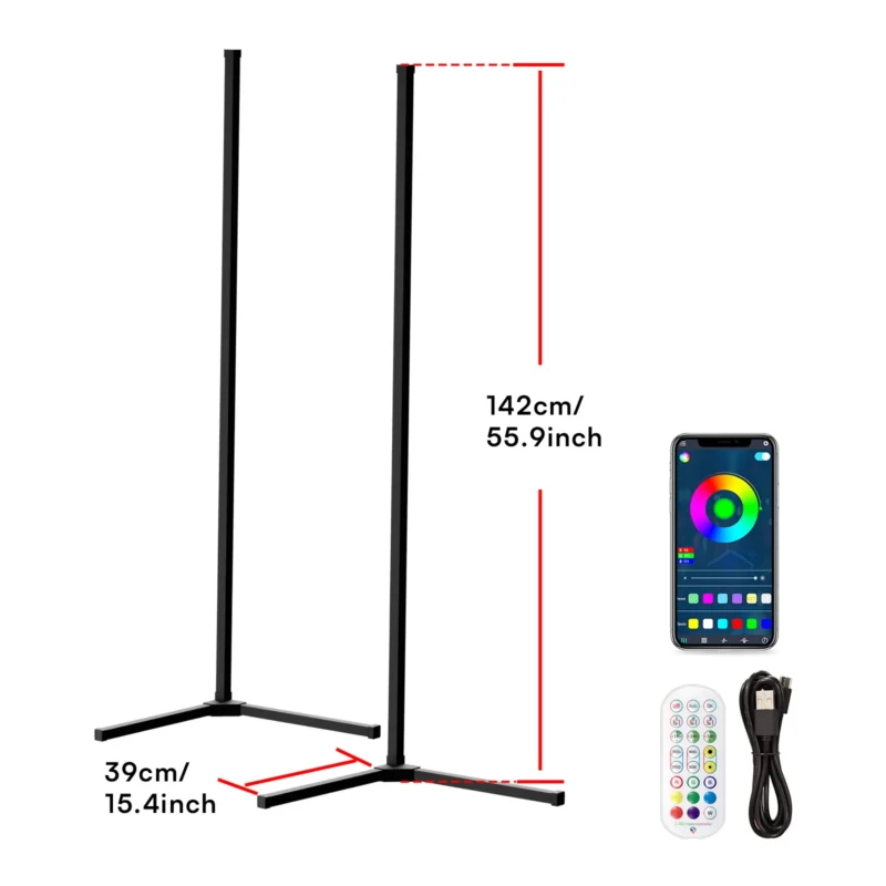 Modern RGB Corner Floor Lamp with 16 Million Colors and Remote Control for Living Room - Image 4