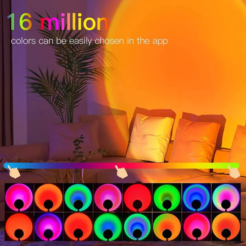 Modern RGB Sunset Arc Floor Lamp with App Remote Control for Living Room - Image 3