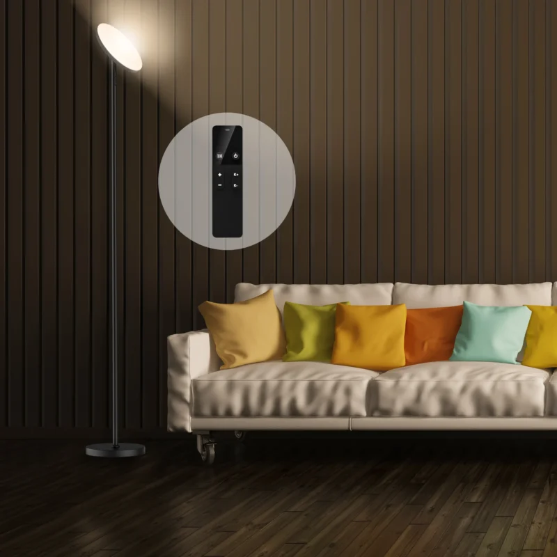 Modern LED Torchiere Floor Lamp with Remote Control and Dimming for Living Room - Image 4