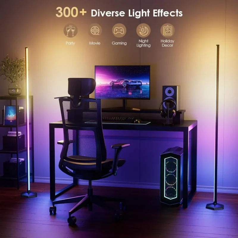 Modern RGB Color-Changing Arc Floor Lamp with Remote Control & Bluetooth App - Image 3
