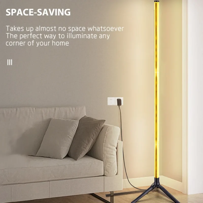 Modern RGB Corner Arc Floor Lamp with Remote Control for Living Room - Image 4