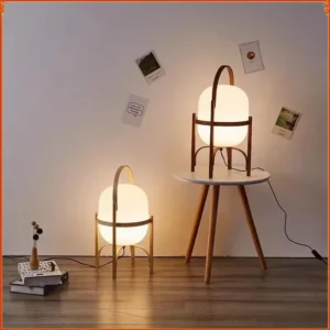 Wooden Arc Floor Lamp with Glass Shade for Living Room and Bedroom