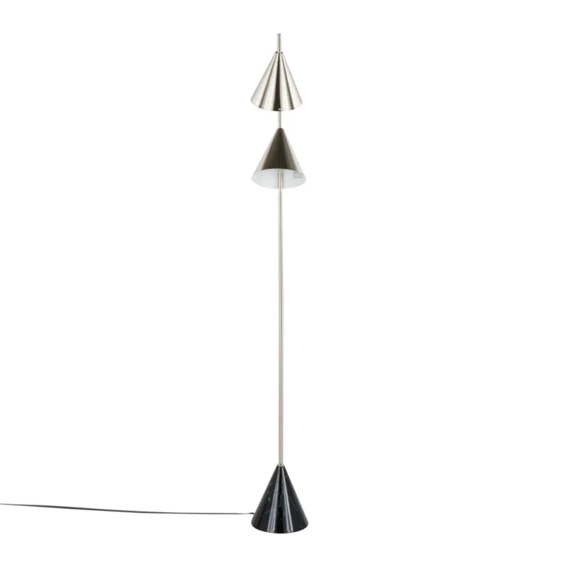 Contemporary Nickel Arc Floor Lamp with Black Marble Base for Living Room - Image 3