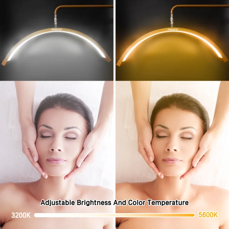 Professional Half-Moon Adjustable Arc LED Floor Lamp with Bi-Color Lighting for Makeup Artists - Image 2