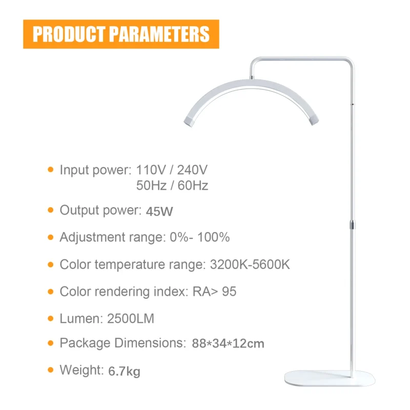 Professional Half-Moon Adjustable Arc LED Floor Lamp with Bi-Color Lighting for Makeup Artists - Image 15
