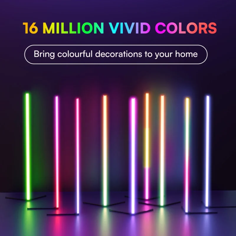 Modern RGB Corner Floor Lamp with 16 Million Colors and Remote Control for Living Room - Image 6