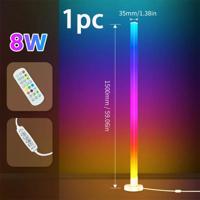 Modern RGB Corner Floor Lamp with Smart App Control for Gaming and Living Room - Image 8