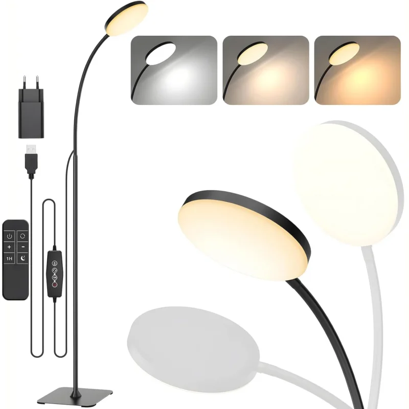 Modern Adjustable Gooseneck Floor Lamp with Dimmable LED and Remote Timer - Image 7
