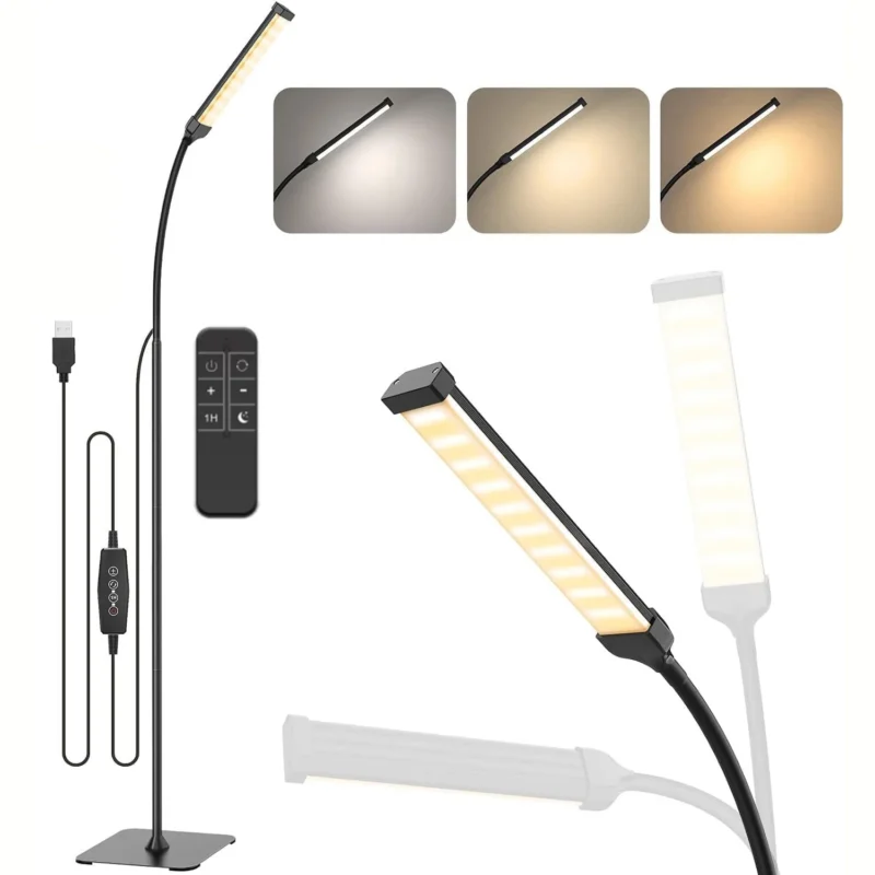 Modern Dimmable LED Gooseneck Floor Lamp with Remote Control for Living Room - Image 8