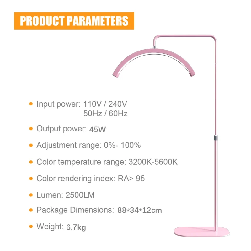 Professional Half-Moon Adjustable Arc LED Floor Lamp with Bi-Color Lighting for Makeup Artists - Image 12