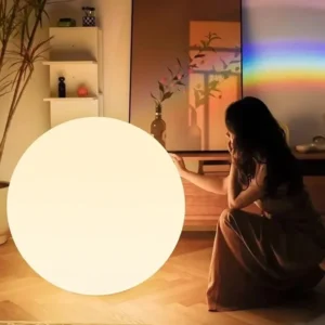 Modern Sphere Arc Floor Lamp with Remote Dimmable LED for Living Room & Bedroom