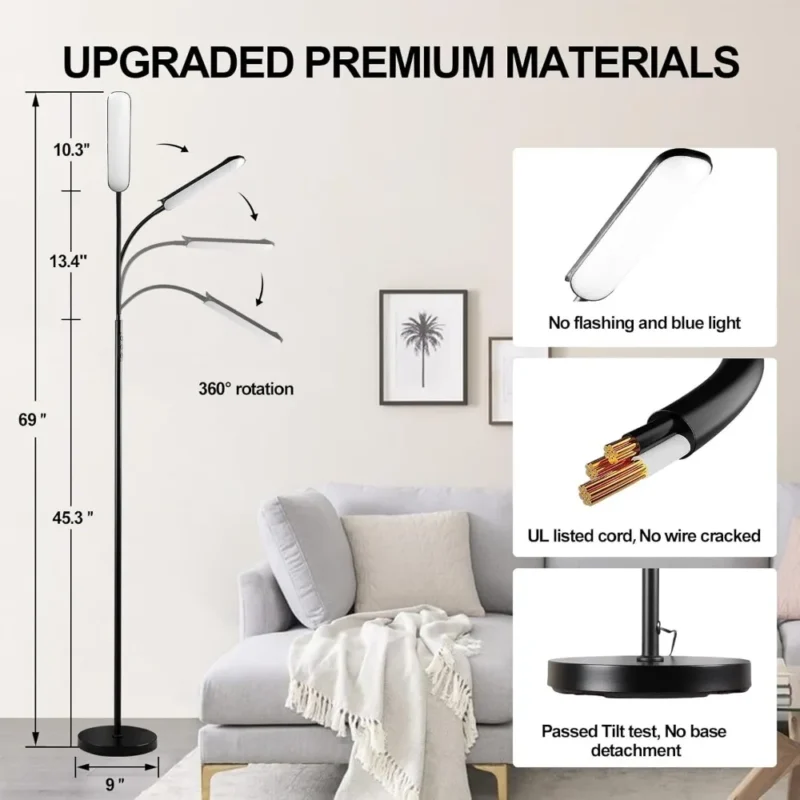 Modern Dimmable LED Arc Floor Lamp with Remote Control for Reading & Living Room - Image 6