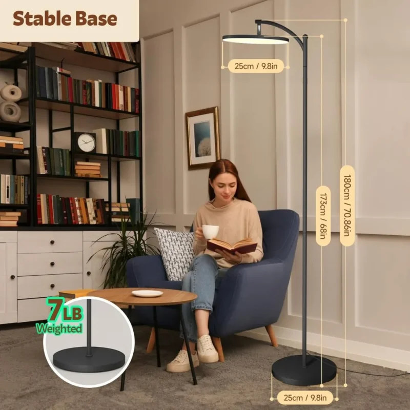 Modern Dimmable LED Arc Floor Lamp with Remote Control for Living Room - Image 6
