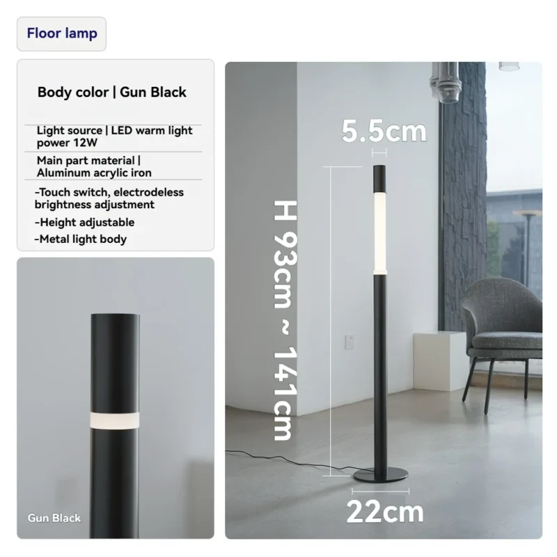 Modern Aluminum Arc Floor Lamp with Touch Sensor Dimming for Living Room - Image 8