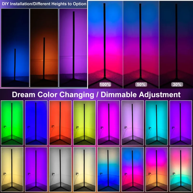 Modern RGB Corner Arc Floor Lamp with Smart Home Controls for Gaming Room - Image 4