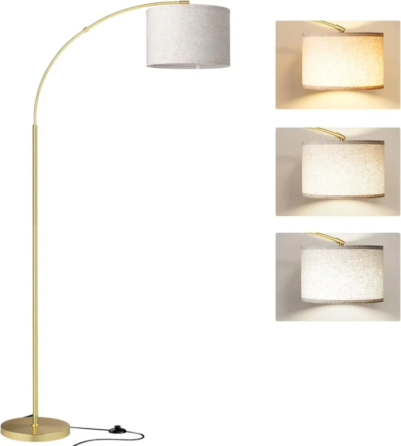 Sleek Black Adjustable Arc Floor Lamp with Remote Dimming for Living Room - Image 7
