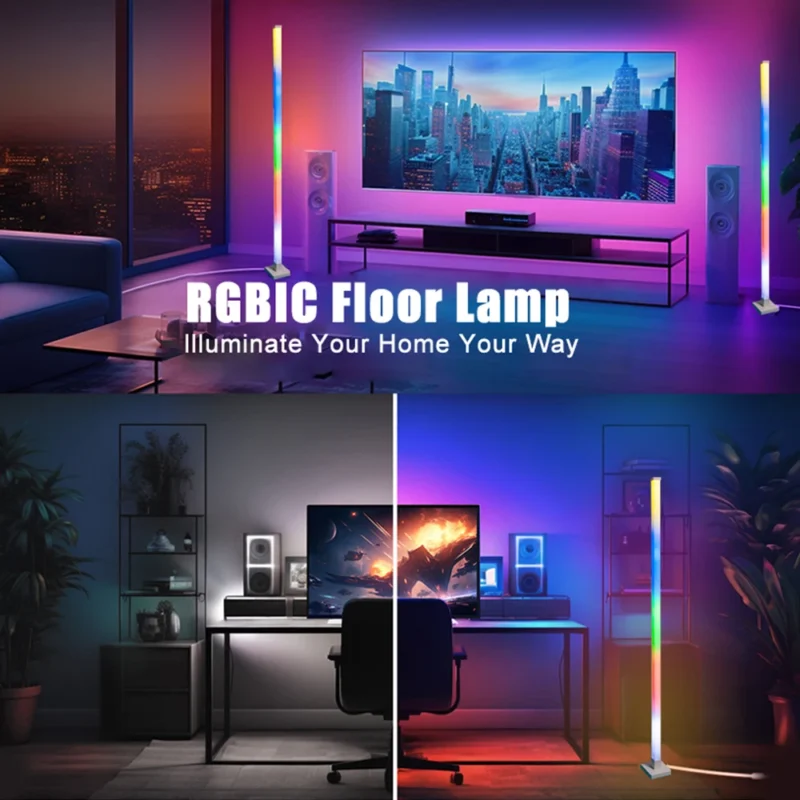 Modern RGB LED Arc Floor Lamp with Music Sync and Remote Control for Living Room - Image 5