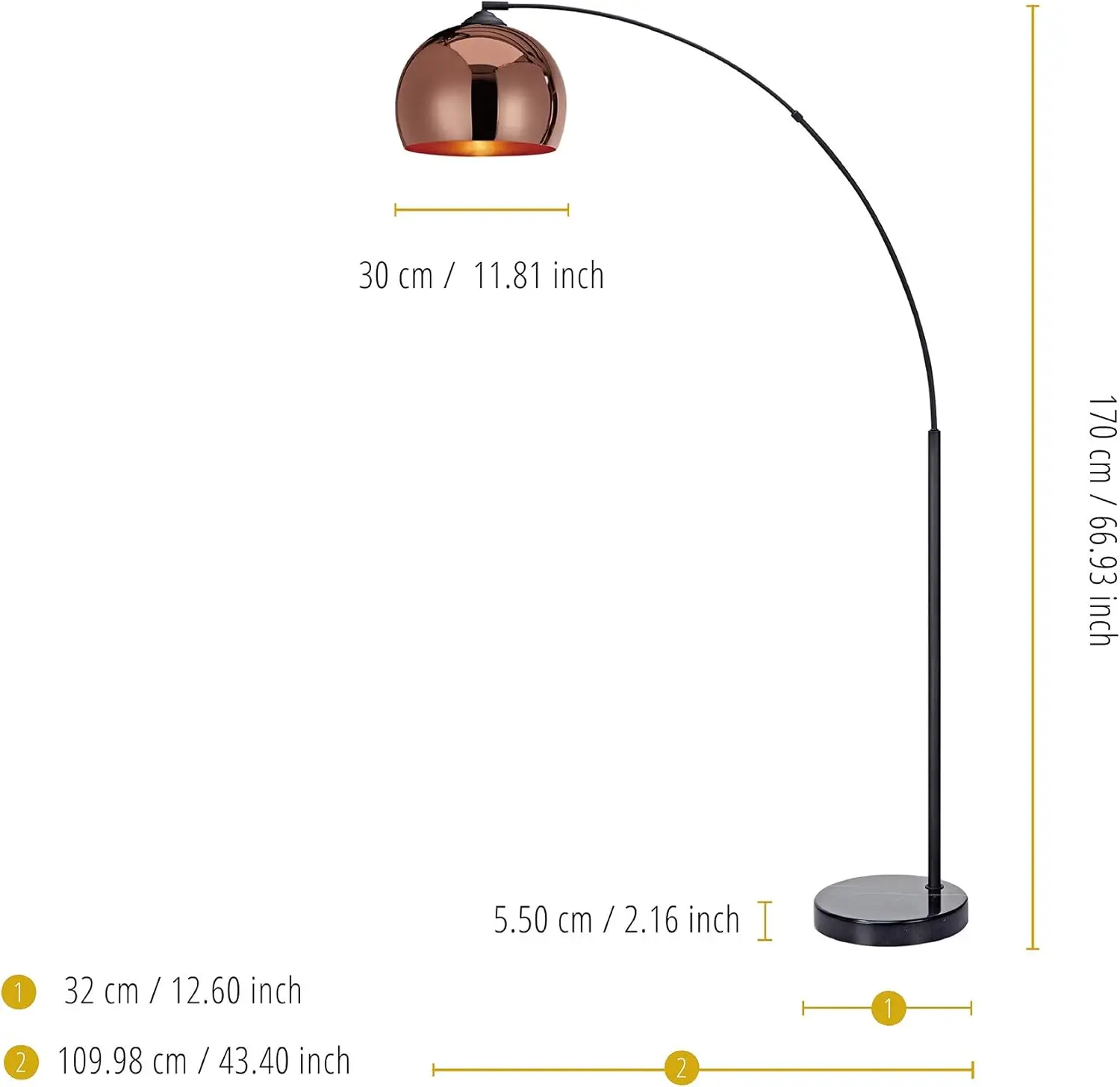 Strategic furniture placement helping conceal arc lamp cords