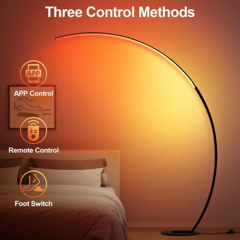 RGB Smart Arc Floor Lamp with Music Sync and 1800LM Brightness for Living Room - Image 5
