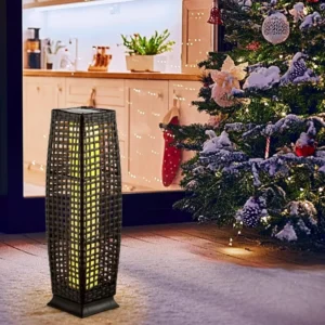Solar LED Wicker Outdoor Floor Lamps IP65 Waterproof with Auto On/Off 2-Pack