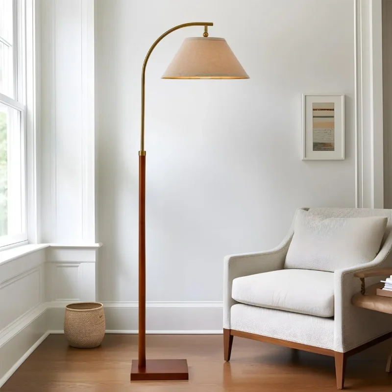 Modern Gold Arc Floor Lamp with Foot Switch for Living Room & Bedroom - Image 2