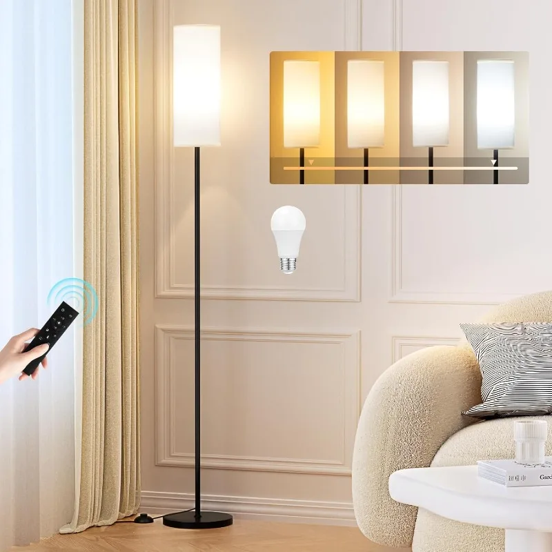 Modern arc floor lamp with straightforward assembly and remote control for easy operation