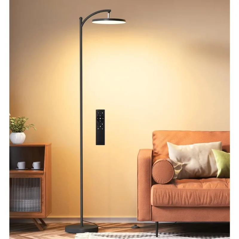 Modern Dimmable LED Arc Floor Lamp with Remote Control for Living Room