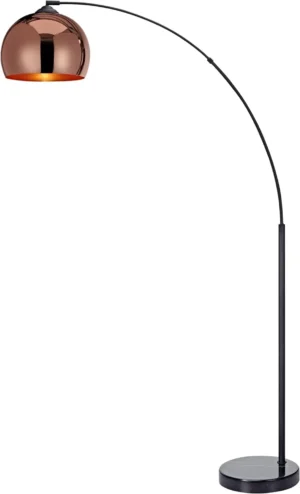 Modern Black Marble Base Arc Floor Lamp with Adjustable Arm for Living Room
