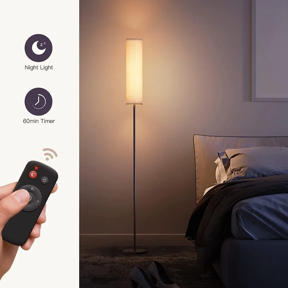 Modern arc floor lamp with LED technology providing versatile lighting options