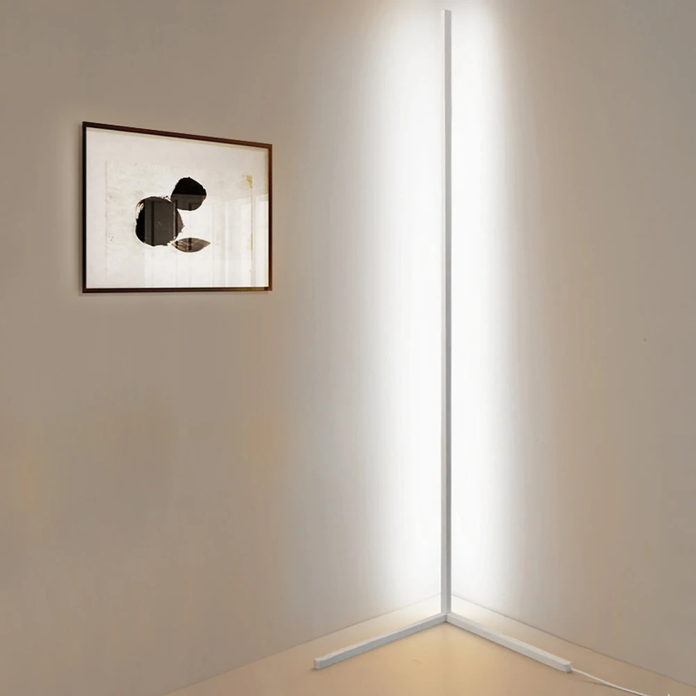 Dimmable LED arc floor lamp demonstrating various lighting settings for different needs