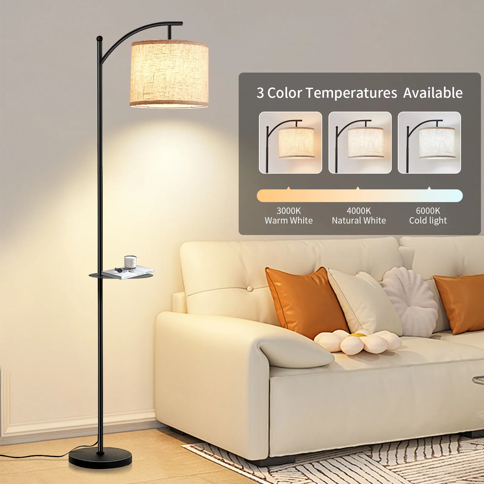 Multi-temperature corner lamp with adjustable lighting options