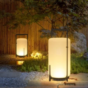 Modern White Acrylic Arc Floor Lamp with Solar Charging for Indoor Outdoor Spaces