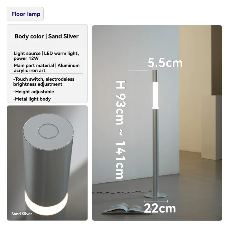 Modern Aluminum Arc Floor Lamp with Touch Sensor Dimming for Living Room - Image 7