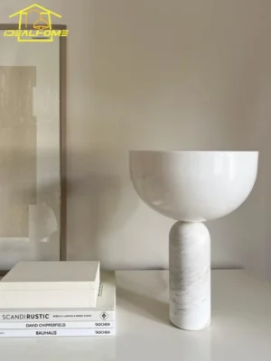 Scandinavian Marble Mushroom Table Lamp with Frosted Glass Shade for Bedroom