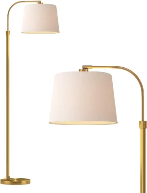 Modern Black Curved Arc Floor Lamp with Adjustable Height for Living Room