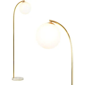 Modern Frosted Glass Arc Floor Lamp with LED for Living Room