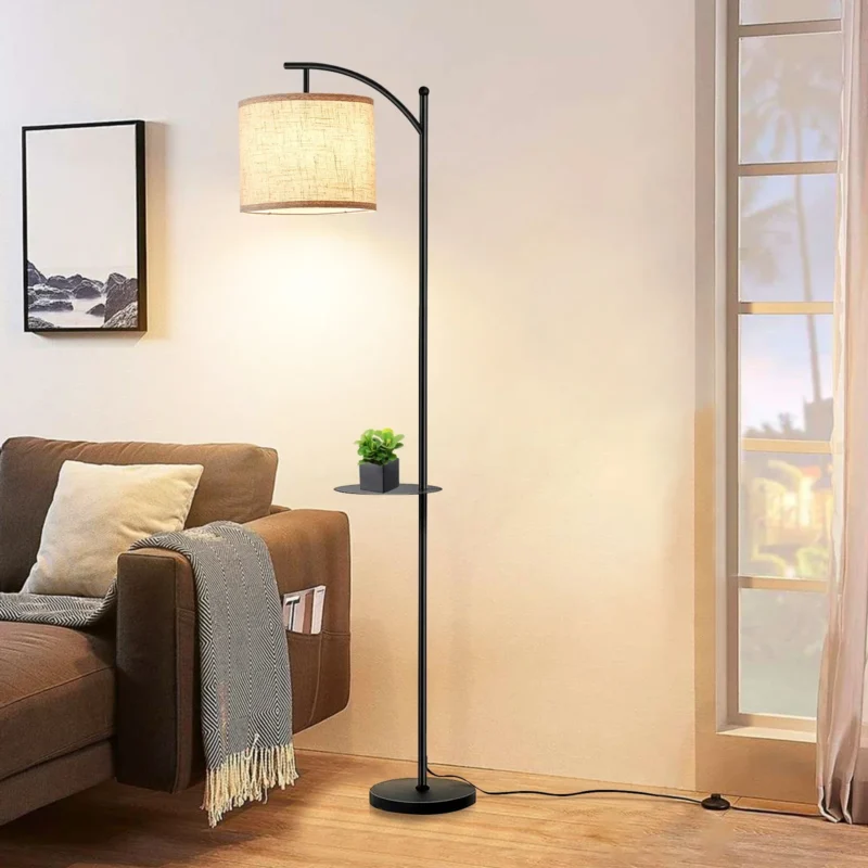 Modern Chrome Arc Floor Lamp with 3-Color Dimming Remote for Living Room - Image 2