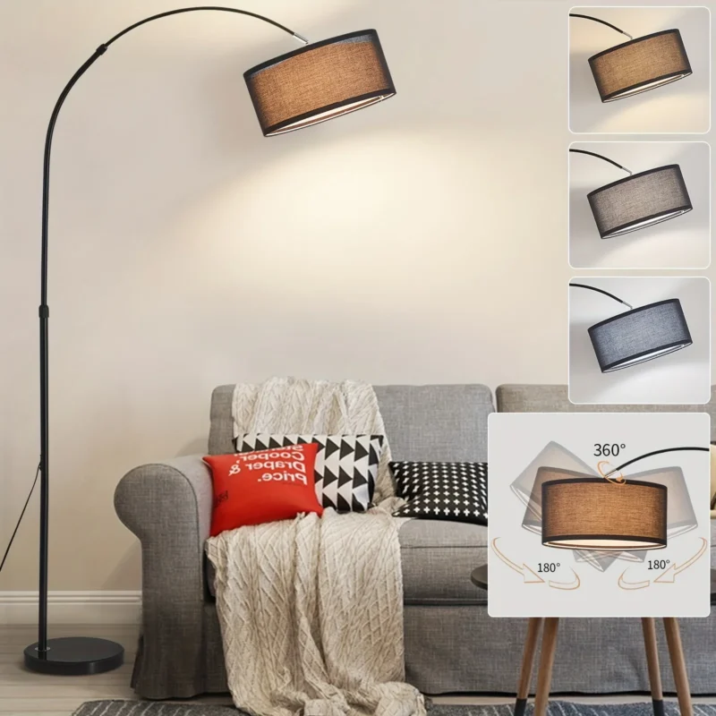 Modern Black Adjustable Arc Floor Lamp with Dimmable LED for Living Room - Image 5