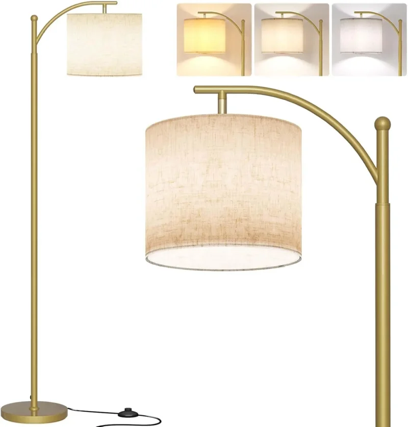Modern Adjustable Black Arc Floor Lamp with 3 Temperature Settings for Living Room - Image 11